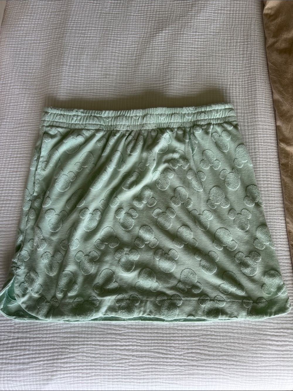 Mickey Mint Green Drawstring Pull-on Corton Blend Terry-Feel Skirt, Size M